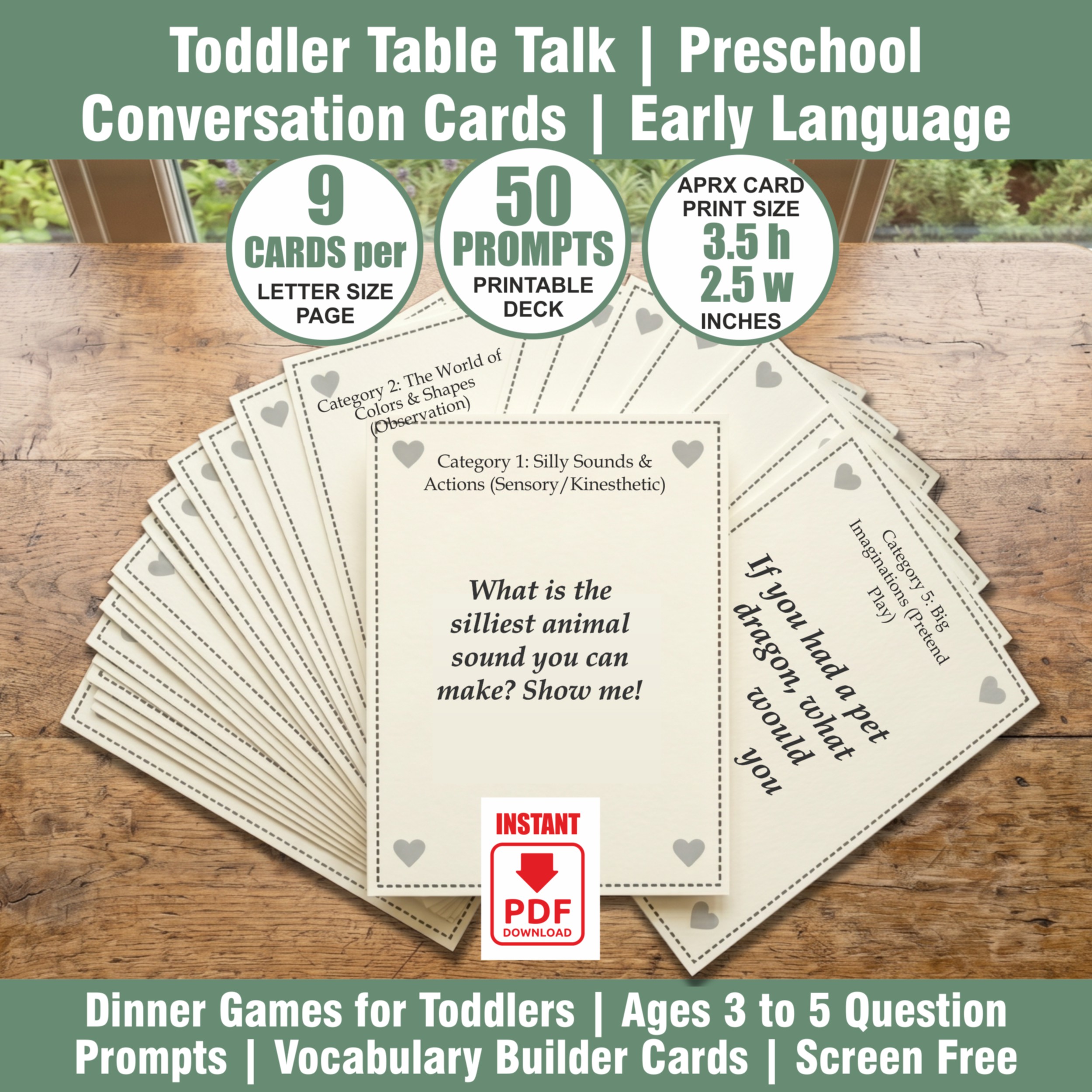 Toddler Table Talk | Preschool Conversation Cards | Early Language Game